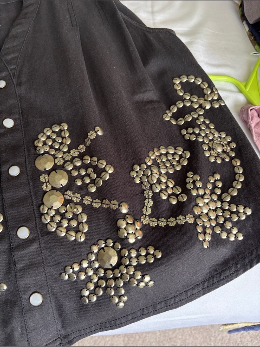 Free People We The Free “We Stick Around” Black Studded Sleeveless Button Top - Picture 5 of 7
